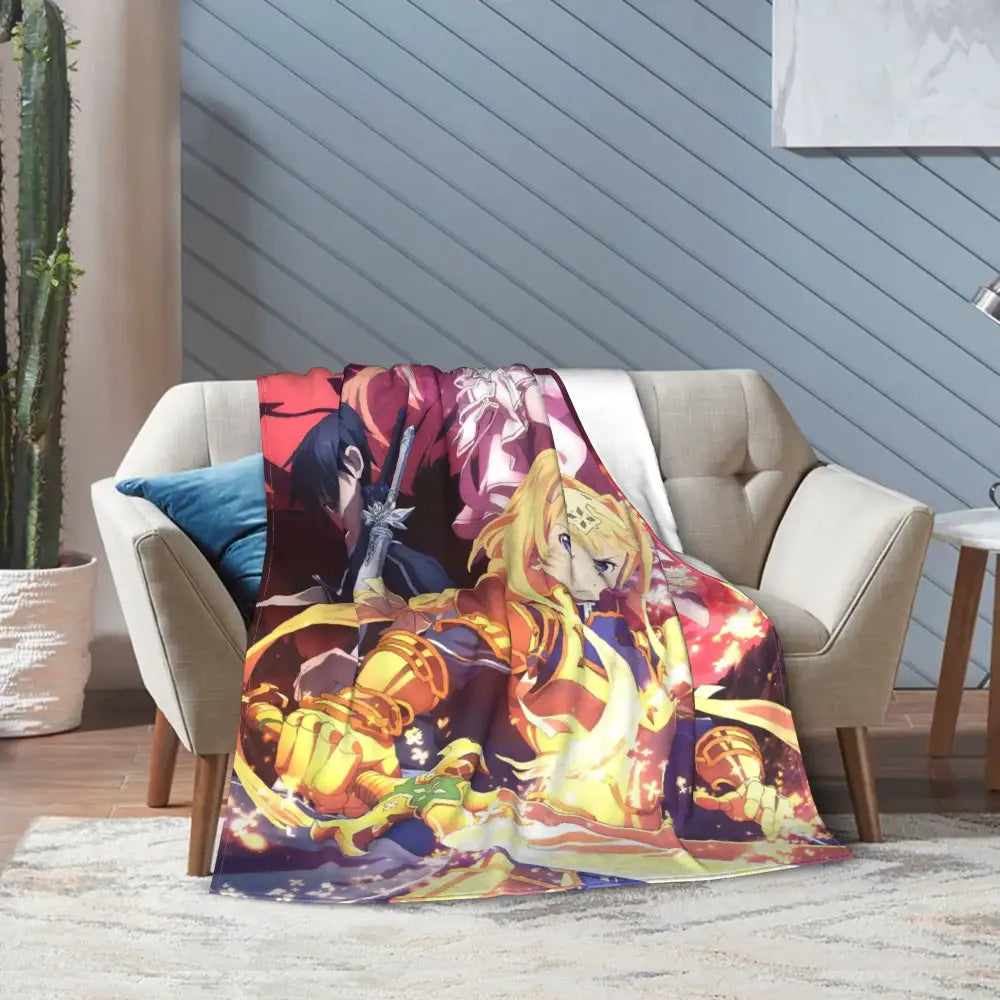 Sword Art Online Kirito Asuna Throw Blanket – Soft Fleece