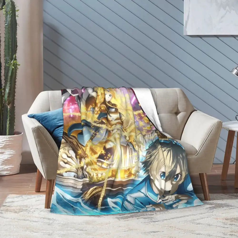 Sword Art Online Kirito Asuna Throw Blanket – Soft Fleece
