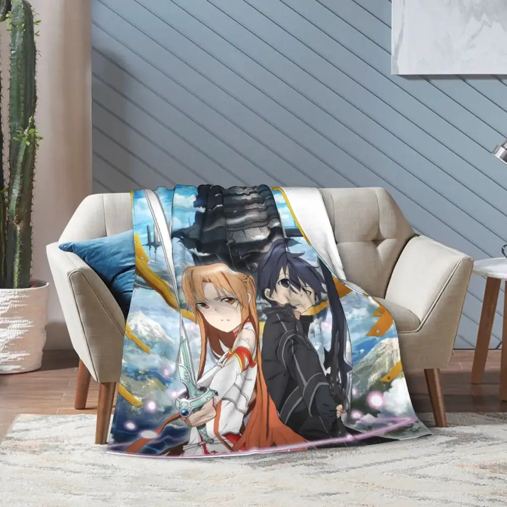 Sword Art Online Kirito Asuna Throw Blanket – Soft Fleece