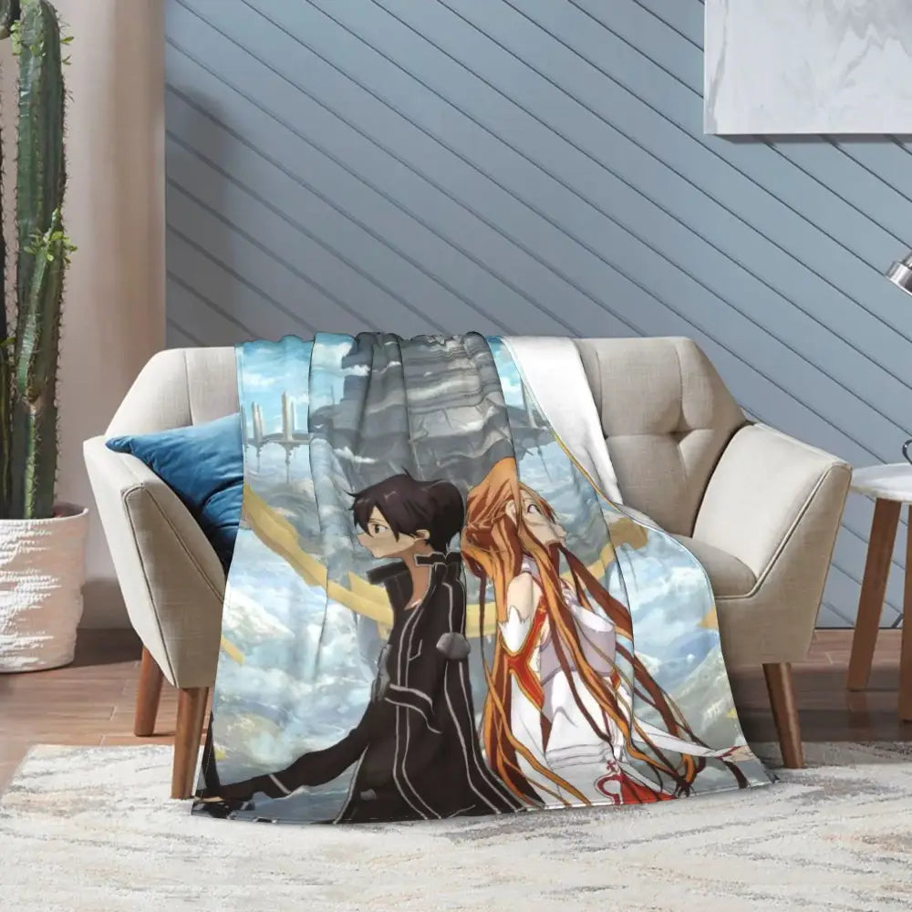 Sword Art Online Kirito Asuna Throw Blanket – Soft Fleece