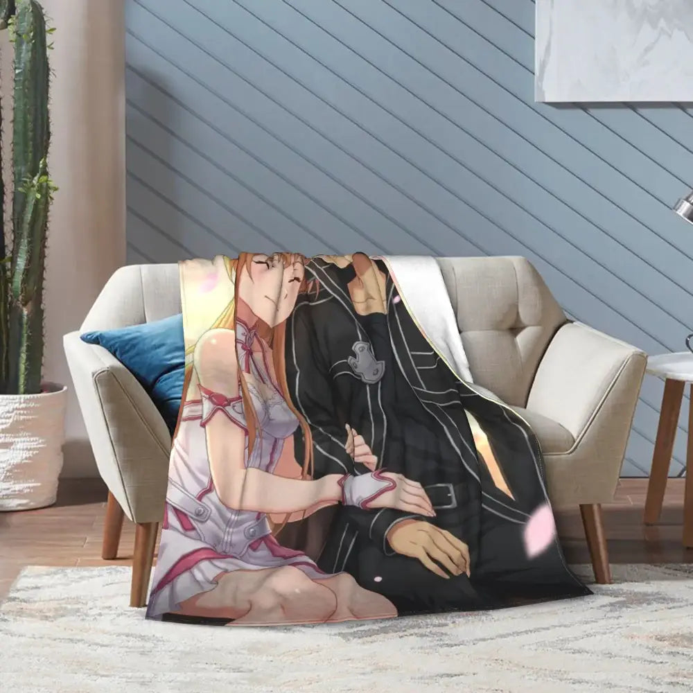 Sword Art Online Kirito Asuna Throw Blanket – Soft Fleece