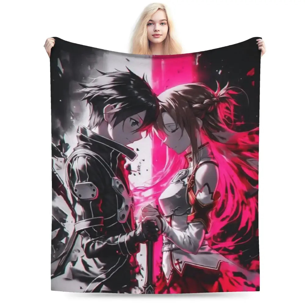 Sword Art Online Kirito Asuna Throw Blanket – Soft Fleece