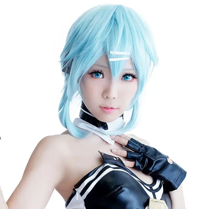 Sword Art Online Sinon Short Cosplay Wig – Ice Blue