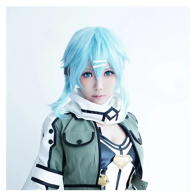 Sword Art Online Sinon Short Cosplay Wig – Ice Blue
