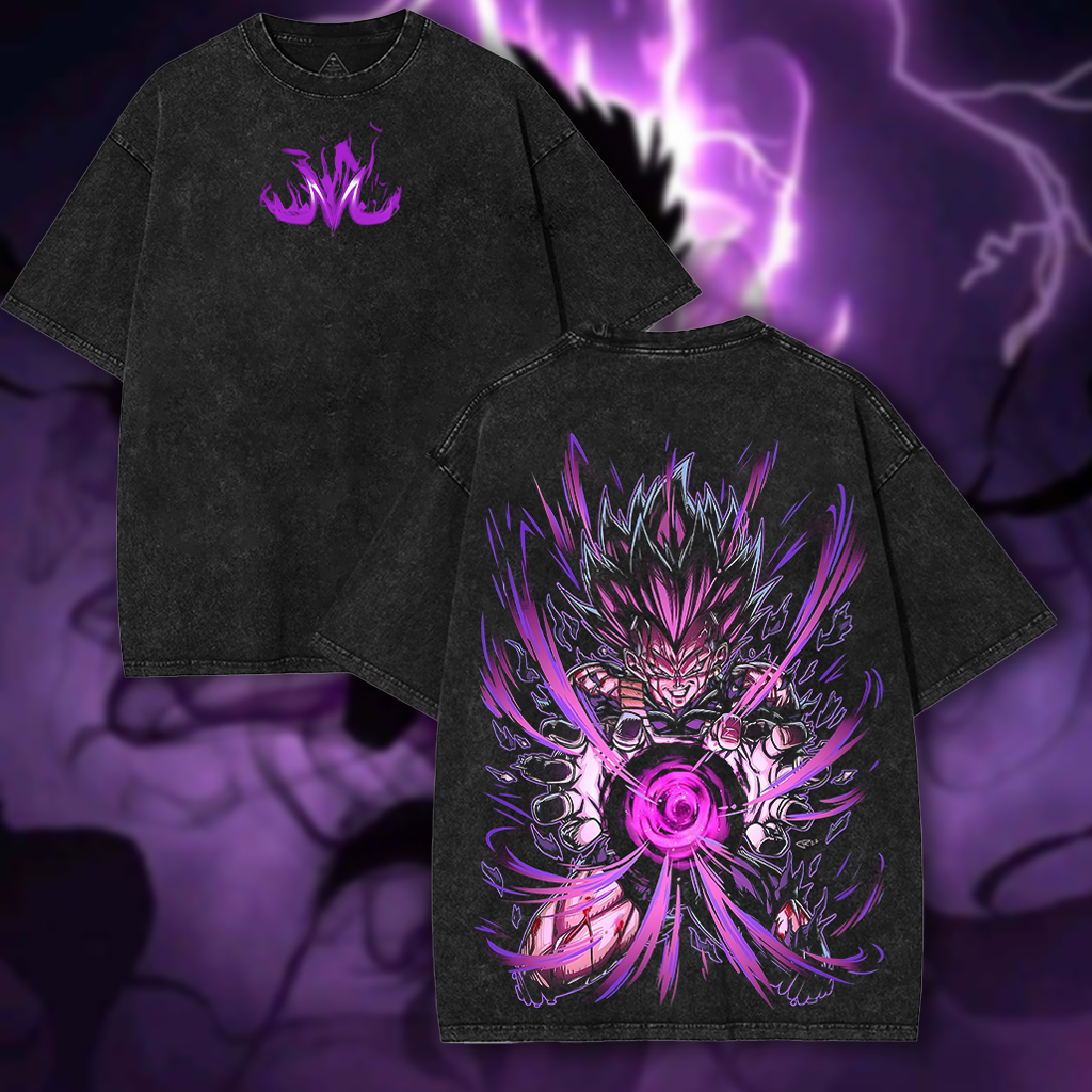 Dragon ball Z Majin Vegeta Ultra Ego Anime Washed Cotton T-shirt